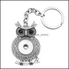 Keychains Lanyards Noosa Owl Wings Flowers Rhinestone Snap Key Chains Fit 18mm Snaps Knappar Bilväska Keyrings Drop Delivery Fashion Dhu3n