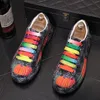 Spring Men Fashion Colours Rhinestone Lace Up Platform Causal Flats Shoes Male Loafers Sports Walking Sneakers Zapatillas Hombre