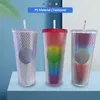 Double CARBIE pink Durian Laser Straw Cup Tumblers Mermaid Plastic Cold Water Coffee Cups Gift Mug H1005229K