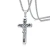 Zorcvens Punk Vintage Silver Color Cross Necklace Inri Crucifix Jesus Piece Piece Indel i rostfritt stål smycken 240119