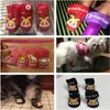 Vestuário para cães 4 Pçs / set Botas Padrão de Coelho de Estimação PU Borracha Protetora de Água Sapatos de Gato Preto Verde Vermelho Azul Amarelo Rosa Roxo Laranja