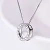 Chokers New Fashion 925 Sterling Silver Jewelry Round Zircon Pendants Halsband Kvinnor Fina Semi Rhinestone Circle Clavicle Chain Choker YQ240201