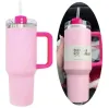 Cosmo Pink Pink Parade H2.0 Vasos de acero inoxidable de 40 oz con tapa con mango de silicona y tazas de coche de viaje con pajita para seguir bebiendo frío Envío desde EE. UU. u0201