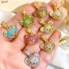 Pendant Necklaces JUYA 18K Gold Plated Litter Bear Pendants With Zircon Gem Charms For Women Necklace Choker DIY Luxury Jewelry Making