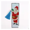 Festa favor diamante pintura diy bookmark festa favor 5d cristal arte artesanato marcadores com ferramenta de borla strass padrão de natal le dhp8s