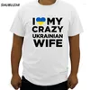 T-shirts pour hommes T-shirt en coton pour hommes J'aime ma femme ukrainienne folle Chemise native d'Ukraine pour l'été Marque Homme T-shirt