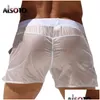 Other Home Textile Men Transparent Shorts Bodybuilding Man Summer Gyms Workout Male Breathable Mesh Quick Dry Sportswear Jogger Beac Dhgwx