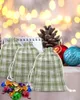 Décorations de Noël, aquarelle verte, sac cadeau à carreaux chiné, porte-festival avec cordon de serrage, paquets de bonbons