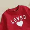 Set di abbigliamento Ragazzi per bambini Completi per San Valentino Stampa di lettere a cuore Felpe e pantaloni a maniche lunghe Set da 2 pezzi per bambini