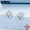 Boucles d'oreilles WOSTU 925 en argent Sterling noeud celtique pour femmes goujons creux accessoires Punk amour fête bague bijoux cadeau de mariage