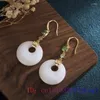 Dangle Brincos Branco Jade Donut Jóias Mulheres Natural Zircão Presentes Ágata Amuleto Pedra Preciosa 925 Prata Moda Calcedônia Charme