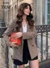 Damenanzüge SLTNX ONKOGENE Mode Plaid Blazer 2024 Chic Zweireiher Für Frauen Casual Weibliche Anzug Damen Lose Blazer