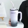 Thermos Tazza per gelato con manico in acciaio inossidabile da 860 ml con cannuccia per ufficio Isolamento semplice Mantiene freddo e calore Tazza Tazza di grande capacità