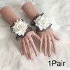 Genouillères de mariée Floral Rose dentelle manchette Bracelet extensible fausses manches poignets poignets Vintage gants transparents accessoires de robe de mariée