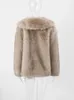 冬のふわふわの毛皮のようなフェイクファーロングジャケットコート女性のゆるいラペル長袖太い暖かいコート女性贅沢なファッションレディオーバーコート240124