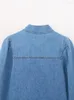 Women's Blouses 2024 Women Tied Blue Denim Blouse Long Sleeve Female Cotton Blusas Tops