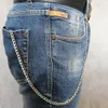 Herrpojkar rostfritt stål trottoarklänk plånbok kedja nyckelring handväska kedja 8mm 18-28 tum silver
