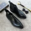 Herren-Knöchelstiefel aus echtem Leder mit spitzer Zehenpartie, schwarz-grau, italienische Herrenschuhe im britischen Stil, elegante Abendstiefel