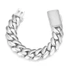 Large chaîne cubaine en argent s925 européenne et américaine incrustée de tête de boucle en diamant, bracelet en pierre Mosan