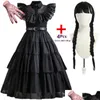 Girl'S Dresses Girls Movie Wednesday Costumes Birthday Princess Costume Black Fancy Halloween Carnival Cosplay For Kids Drop Deliver Dhhz8
