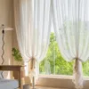 Japanese Style Tulle Curtain Window for Living Room Brown Cotton Linen Voile Curtains For Bedroom Sheer Curtains Drapes 240118