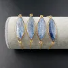 Bangles wtb340 atacado personalizado 24k guarnição de ouro natural azul kyanite conector pulseiras oval conector de moda pulseiras ajustáveis