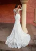 Elegante Meerjungfrau-Hochzeitskleider, Spitzenapplikationen, lange Ärmel, maßgeschneiderte Sweep-Zug-Brautkleider in Übergröße