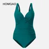 Women's Swimwear HOMGAO Plus Size Sexy V-Neck One Piece Swimsuit For Women Bodysuits Large 5XL Monokini Bathing Suits Beach Wear