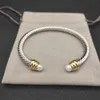 DY-Armband, Designer-Kabel, Herren-Designer-Armband, Diamant-Perlen-Kopf, Vintage-Manschetten-Armreif, vergoldetes Silber, Gold-Armbänder, Designer-Schmuck für Frauen, Öffnung ZL123