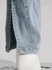 Jeans pour femmes 2024 Mode Slim Taille haute Split Déconstruire Panneaux Patchwork Bleu Denim Pantalon