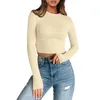 Blusas femininas Mulheres Manga Longa Crop Tops Básico Slim Barriga Cinturão Cintura Trainer para Mulheres Torso Sweat Bands