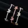 Go Party Bracciale alla caviglia con ciondolo a farfalla rosa piccola, catena al piede, con diamanti, per donna251P