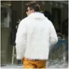 Autumn and Winter Designer Black Fashion Coat Imitation Fur Lapel Mens Casual Slim 3P3P