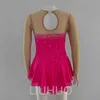 Liuhuo vestido de patinação artística meninas adolescentes rosa patinação no gelo dança saia cristais de qualidade elástico elastano dancewear ballet desempenho