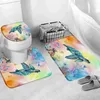 Bath Mats Mermaid Octopus 3 Pcs Set Mat Turtle Retro Wood Grain Anti Slip Bathroom Rugs Accessories Sets Washable Carpet