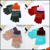 Guanti a cinque dita Bambino Inverno Tenere al caldo Guanto a righe Jacquard Maglia Mti Colori Guanti Moda Outdoor Uni Ragazza Ragazzo Magic Five Fi Ot4Pk