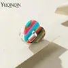 Cluster Rings Boho Heart Round Flower Set For Women Vintage Geometric Big Square Stripe Finger Female Trendy Punk Jewelry Gifts