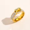 Designer Rings Brand Jewelry Women 18k Gold Plated Crystal Love Ring Wedding Engagement Party Gifts