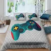 Sängkläder sätter Gamer Däcke Cover Set 3D Print Boys Playroom Black Button With Controller King Queen Size For Teens Polyester