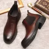 本革の秋の男子足首黒い茶色のスリップカジュアルドレスマン男性のためのイタリアンフォーマルブーツ靴