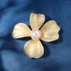 Brooches High-grade Matte Pearl Flower Brooch For Women Elegant Cardigan Collar Bag Hat Pin Accesories Wedding Banquet Jewelry Gifts