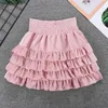 Skirts 2024 Spring Summer Slim Girl Mini Skirt VD4384 Sexy Black Pink Apricot Cake Short Cute Ruffles