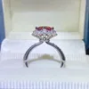 Cluster Rings TFGLBU 2CT Red Moissanite 925 Sterling Sliver Ring For Women Excellent Cut Gem Engagement Band Gift Wholesale Original Jewelry