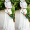 Vestidos de casamento muçulmano imple puro branco frisado cristal decote alto manga longa chiffon 2019 vestidos de casamento islâmico273i