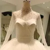 Robe De mariée élégante pour femmes, col haut, manches longues, perles, ligne a, en Satin, robes formelles, nouvelle collection