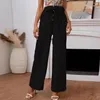 Fashionable Women's Trousers for Spring and Summer Pure Color Cotton and Linen Loose Elastic Wide Leg Casual Long Pants