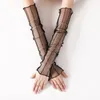 Knee Pads Black Lace Mesh Sleeves Long Sun Protection Thin Arm Dotted Star Pattern Gloves For Women Wedding Dress Accessories