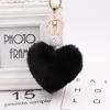 Keychains Soft Rabbit Fur Love Zircon Ball Charm Key Chain Jewelry For Women Colorful Ring Accessories Bags Girls