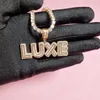 Collier personnalisé avec nom, lettres glacées en Zircon cubique, avec chaîne de Tennis, pour femmes, 240125