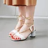 Sandalen 2024 Dames Hoge Hakken Zomer Peep Toe Lace Up Platform Schoenen Dames Sexy Party Bruiloft Plus Size 31-46 9-216